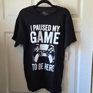Black Short-Sleeve Graphic Tee - 'I Paused My Game'